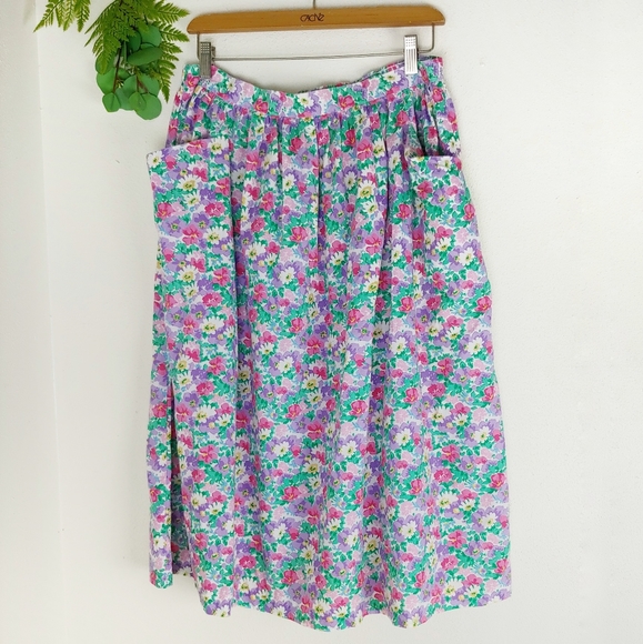 Vintage Spring Pastel Floral Midi Skirt - Picture 1 of 2